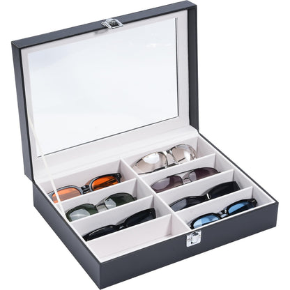 ProCase Sunglasses Storage Organizer, 8 Slots Leather Sunglass Box Multiple Pairs Eyeglass Cases Eye Glass Eyewear Display Holder for Men Women -Black
