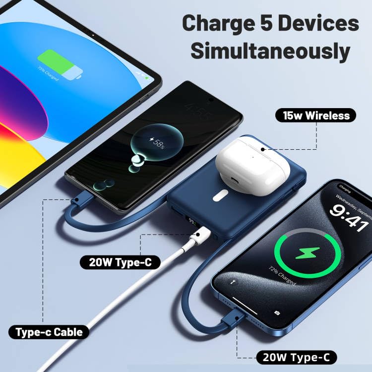 Azmuth for Magsafe Battery Pack, 10000mAh Magnetic Power Bank 22.5W PD Fast Charging with LED Display Wireless Portable Charger for Magsafe with Stand for iPhone 17/16/15/14/13/12/Pro/Pro Max