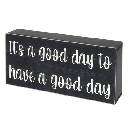 Esur Home Office Cubicle Desk Decor, Motivational Farmhouse Shelf Decorations Wooden Sign, Cute Desk Accessories for Women - It's A Good Day To Have A Good Day