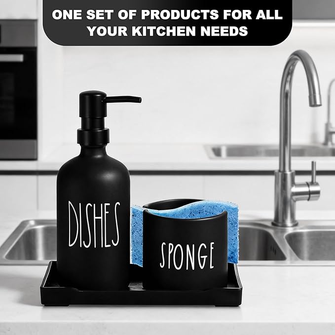 Dish Soap Dispenser for Kitchen, Glass Dish Soap Dispenser
