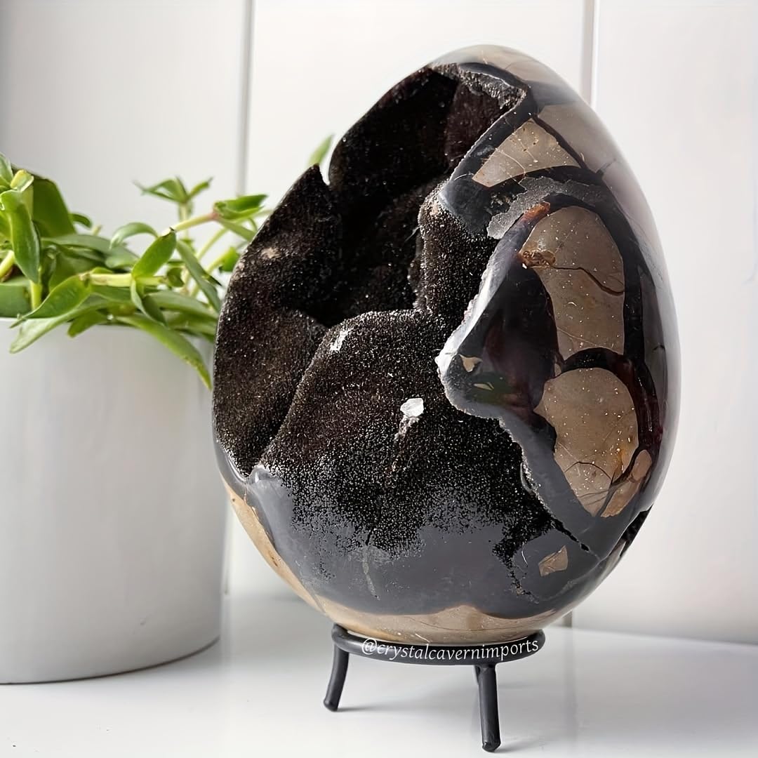 0.66-1.7lb Turtle Back Stone Crystal Geode Egg - Natural Rock Cluster for Home Office Decor, Spiritual Healing Stone with Raw Texture (1.1, Pounds)