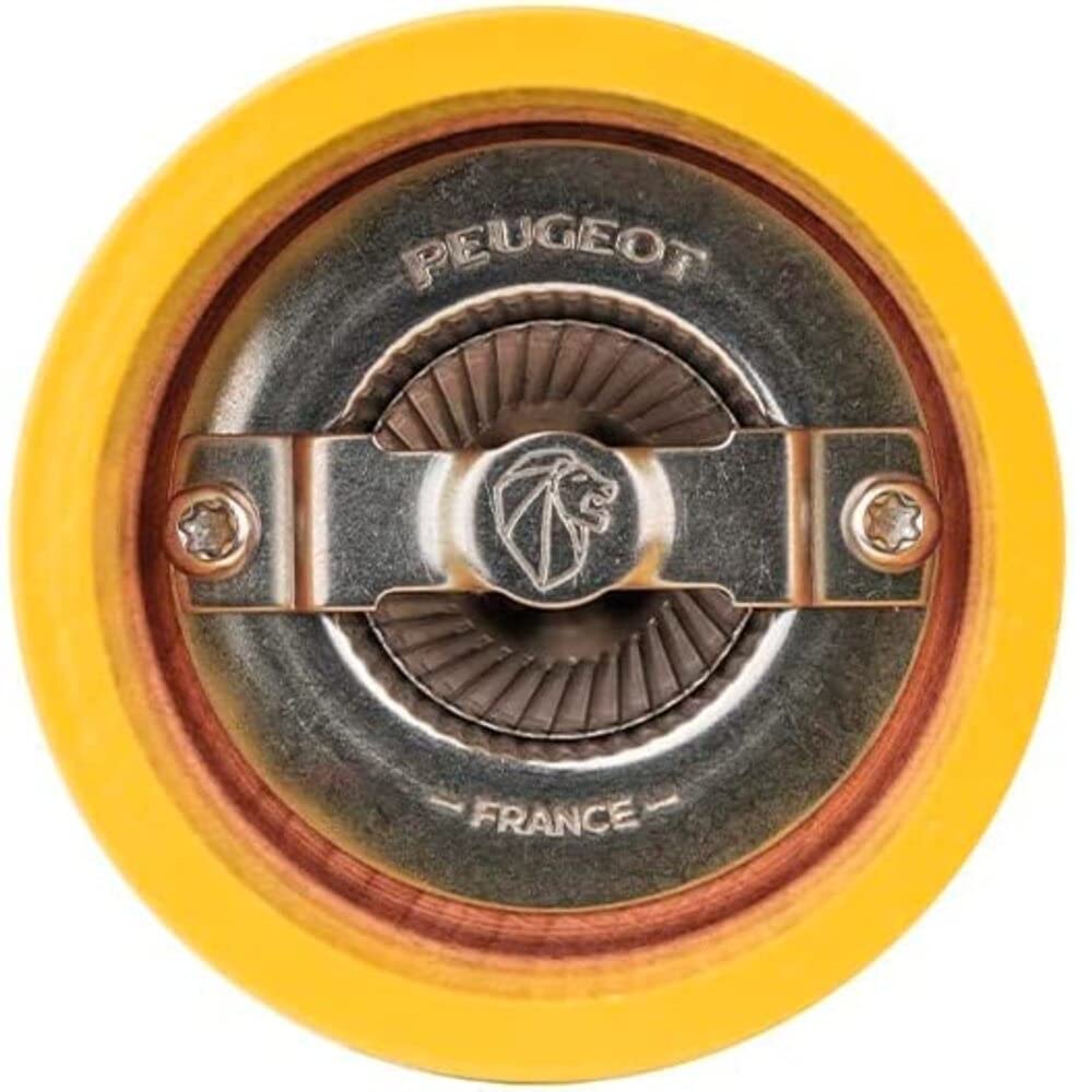 PEUGEOT- Bistro Salt Mill - Classic Salt Grinder - Made with PEFC Certified Wood - Made in France, 10 cm -4 in. Saffron Yellow