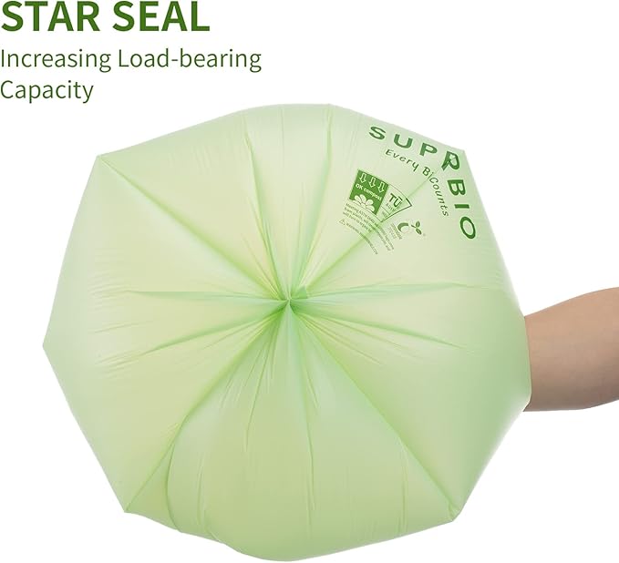 SUPERBIO 3 Gallon Compostable Food Waste Bags, Food Scrap Bags