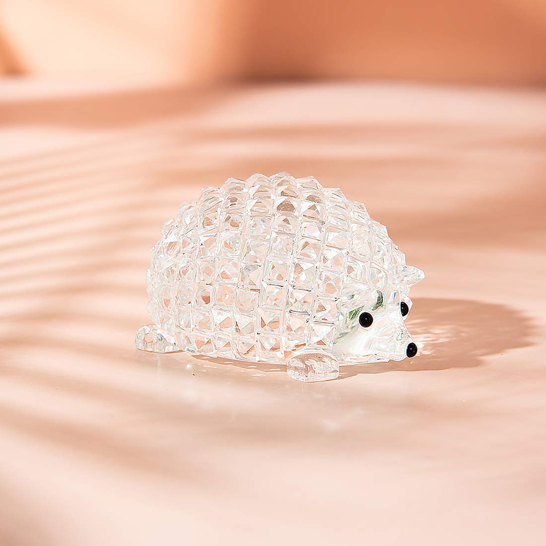 LONGWIN Mini Statues of Glass Hedgehog Crystal Animal Collectible Figurines Home Tabletop Decorative Ornaments