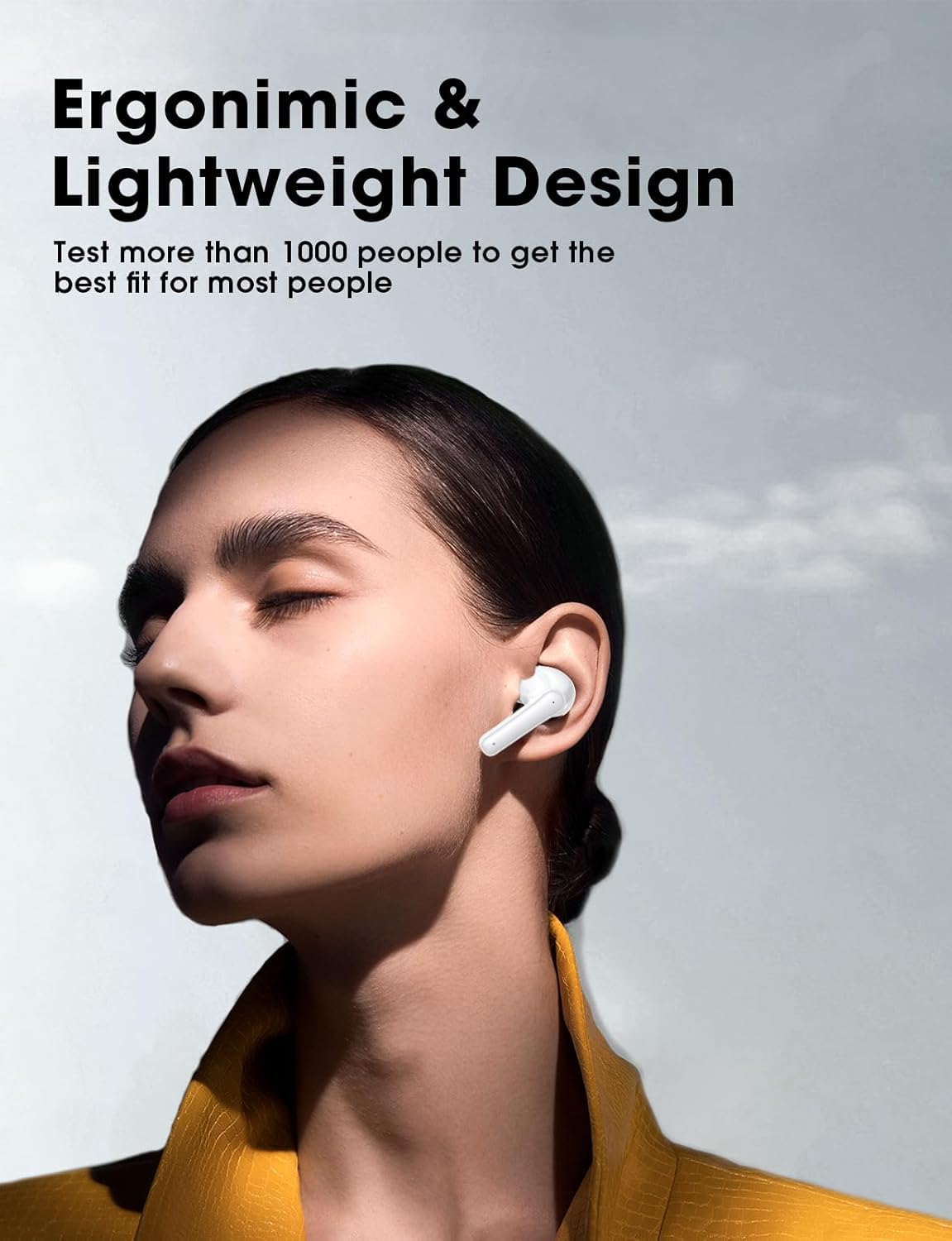 Wireless Earbuds,Bluetooth Earphones ENC Noise Cancelling Mic,Big Bass Stereo Sound,48 Hours Playtime,Lightweight in-Ear Earphone,IPX7,Hands-Free Calls with AI for iPhone,Android,Pad,Sports,Workout