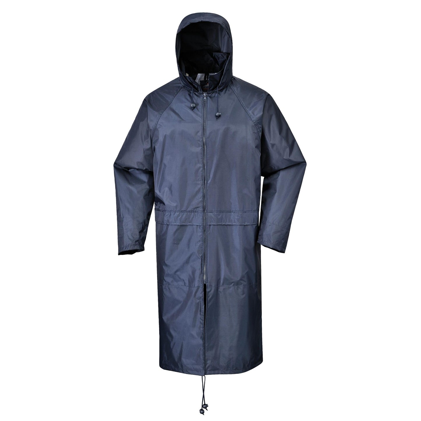 Portwest S438 Classic Waterproof Long Rain Coat with Hood - Lightweight Breathable Hiking Outdoor Mac Jacket, Navy, XL