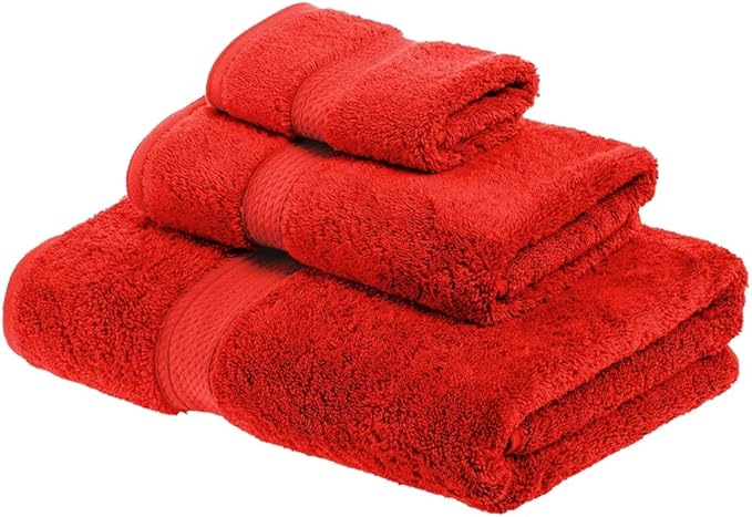 SUPERIOR Egyptian Cotton Pile 3 Piece Towel Set, Includes 1 Bath, 1 Hand