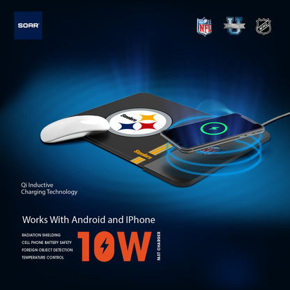 SOAR NFL Wireless Charging Mouse Pad, Detroit Lions