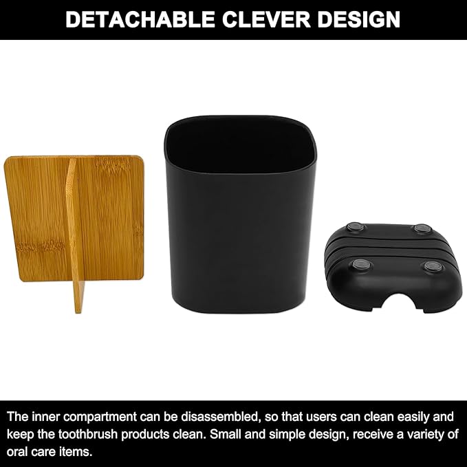 Toothbrush Holder with Bamboo Divider, Detachable