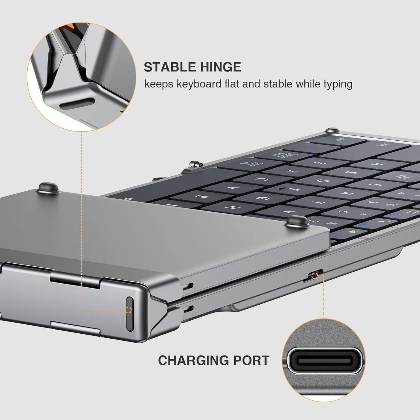 ProtoArc Foldable Bluetooth Keyboard, XK01 Folding Wireless Portable Keyboard with Numeric Keypad, Full-Size Travel Keyboards for iPad Tablet Smartphone Laptop PC Windows iOS Android, Black