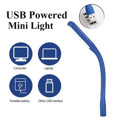 Mini Flexible Light, Portable USB Led Reading Night Lamp for PC Laptop Computer Notebook Power Bank - 2 Pack (Black)