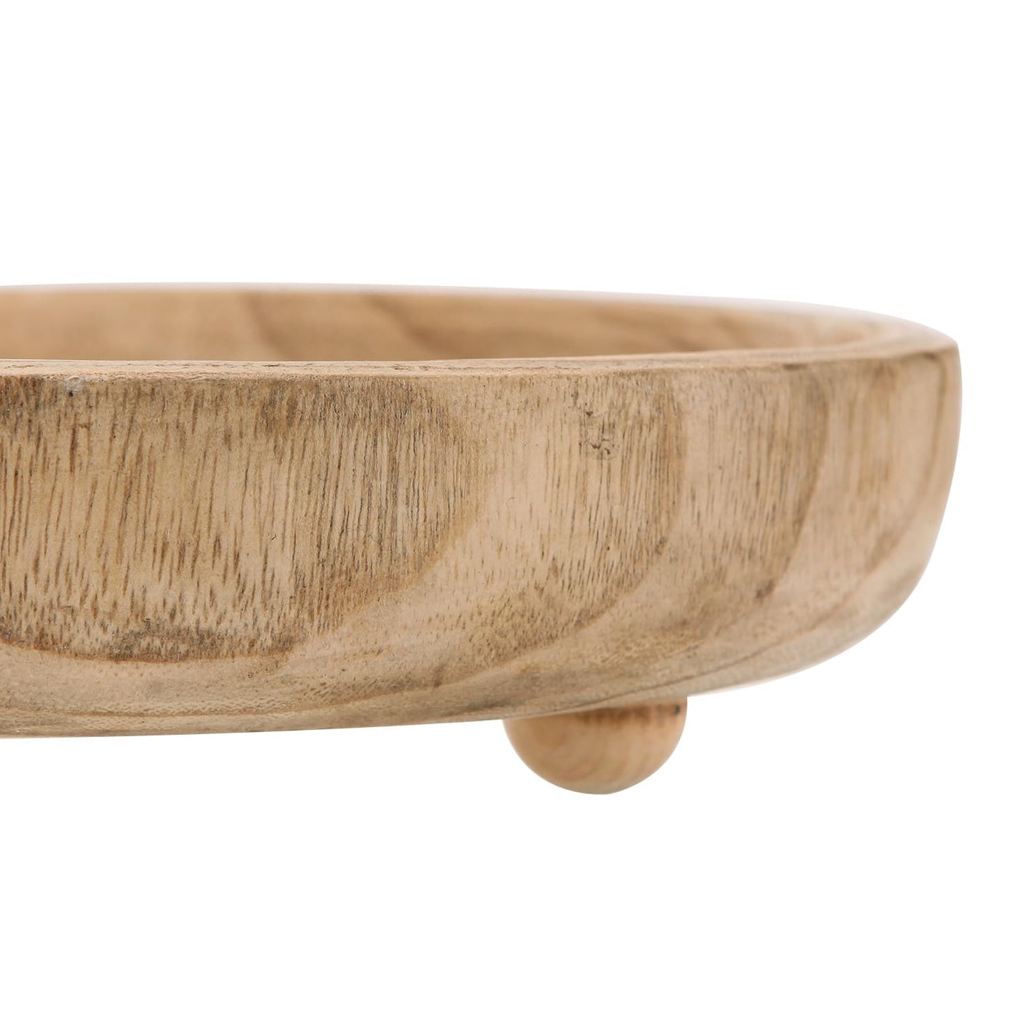 NIKKY HOME 12" Hand Carved Dough Bowls, Paulownia Wood Round Serving Bowl Decorative Wooden Tray, Natural