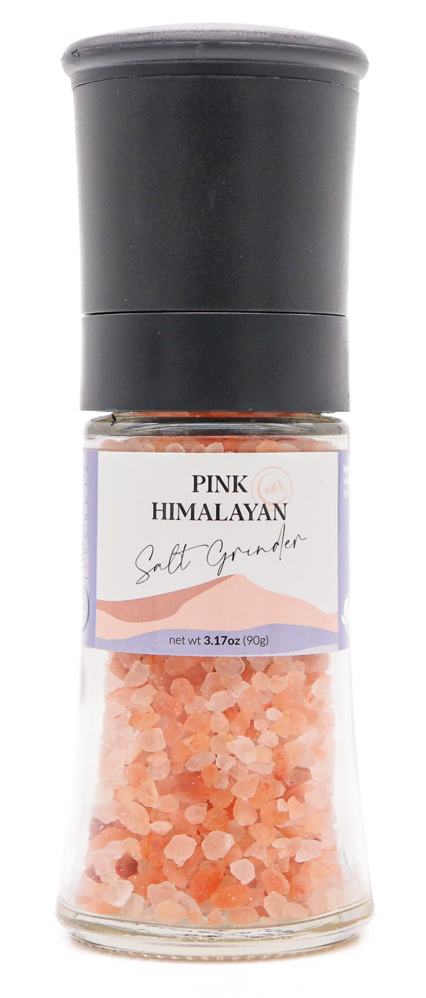 Himalayan Secrets Pink Salt Coarse Grinder - Natural Gourmet Cooking Salt, Kosher Certified, Unrefined, Mineral Rich, Bold Flavor, No Additives, Refillable Container with Ceramic Mill (3.17 oz)