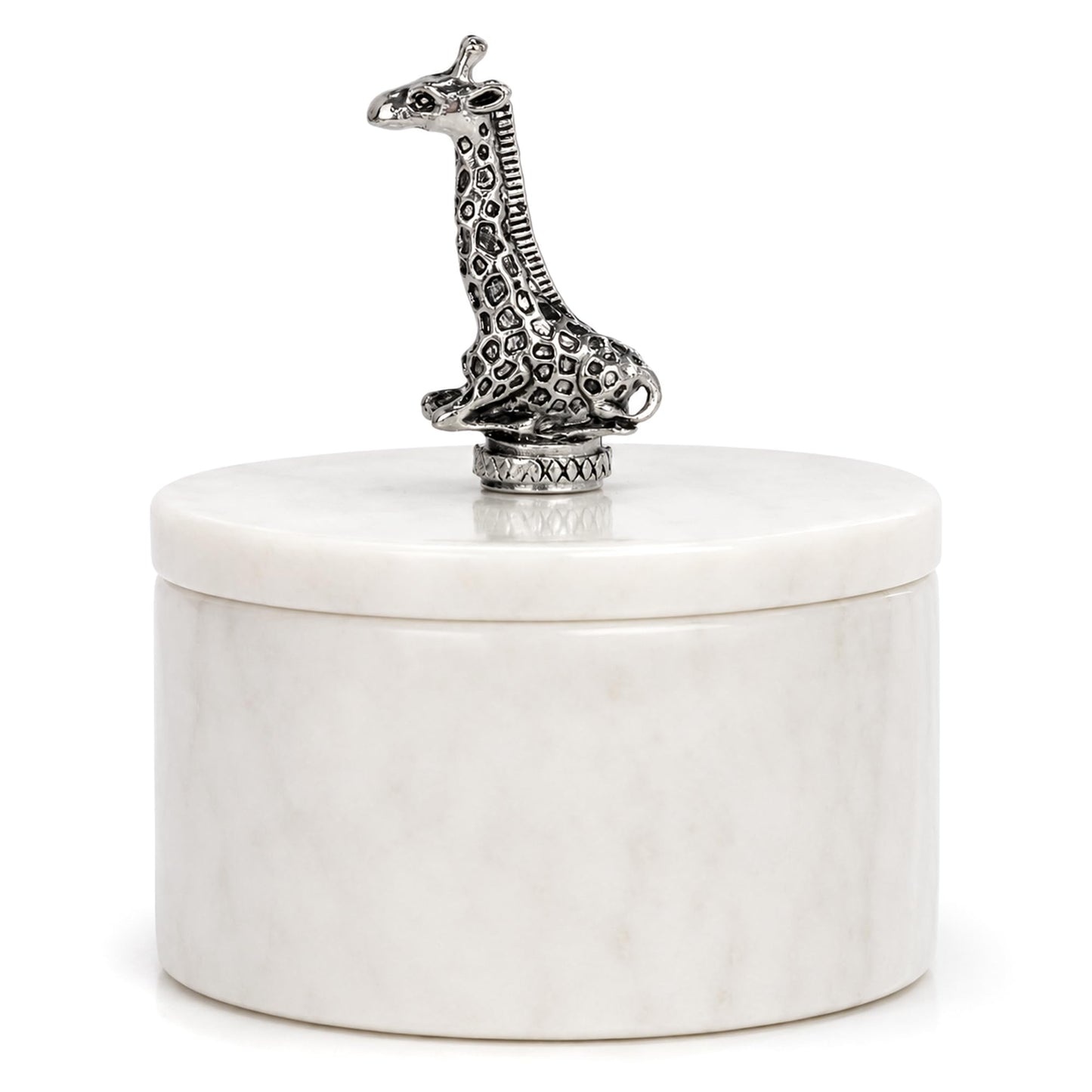 Homestia Natural Marble Spice Cellar with Giraffe Lid, White Stone Salt Box for Pink Himalayan Salt, Sea Salt, Pepper, Herbs and Spices, Elegant Kitchen Countertop Seasoning Container