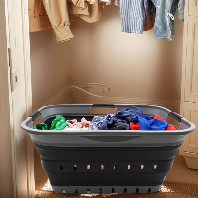 SAMMART 42L Collapsible Plastic Laundry Basket