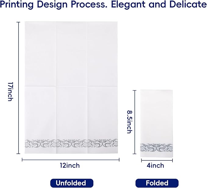 JOLLY CHEF 100 Disposable Hand Towels, Soft and Absorbent Linen Feel Dinner