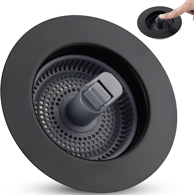 Universal 3 in 1 Kitchen Sink Drain Strainer Stopper Combo, Anti-Clog and Easy