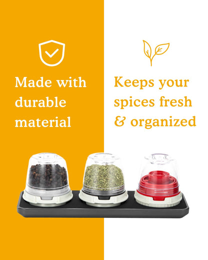FinaMill Slate Trio Stackable Tray – Spice Rack for 3 FinaMill Pods, Durable Kitchen Organizer for Spice Grinder, BPA-Free, Easy to Clean, Keeps Spices Neat and Accessible, Home and Kitchen Gift Ideas