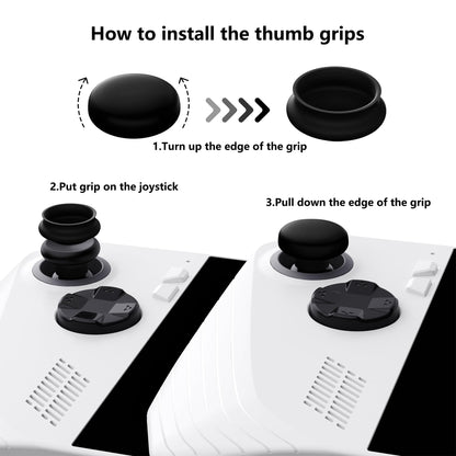 PlayVital Black Thumbsticks Grips Caps for ROG Ally, Accessories Silicone Thumb Grips Joystick Caps for ROG Ally - Raised Dots & Studded Design