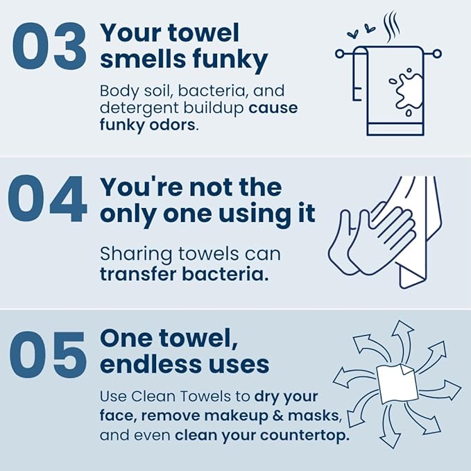 Clean Skin Club Clean Towels®, 100% USDA Biobased Face Towel, Disposable Face