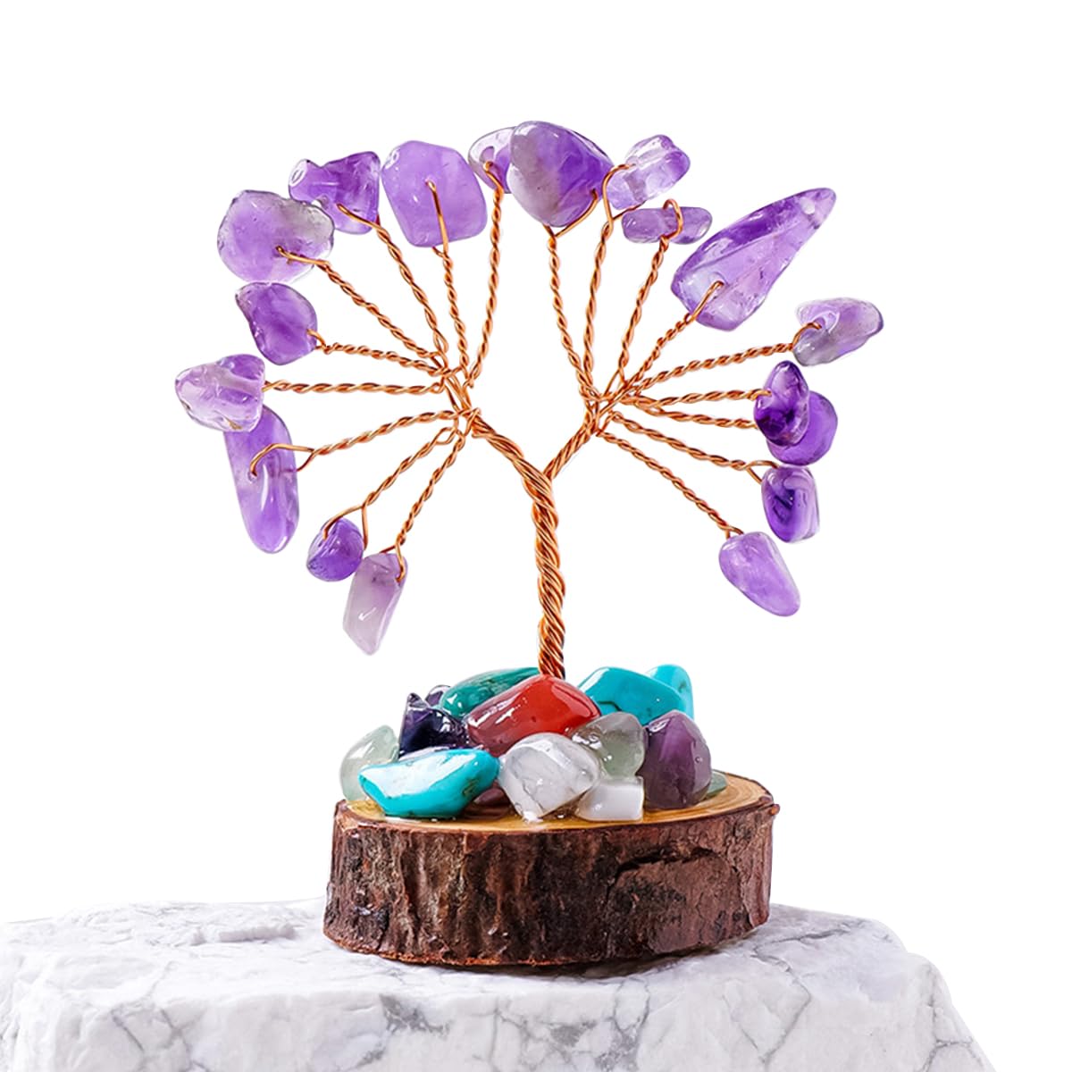DYBEATY Crystal Tree Gifts for Women 6 Sets Handcrafted Tree of Life Healing Crystals Stones for Positive Energy Good Luck Home and Office Decor for Mom Dad Lovers Friends (6 Sets)