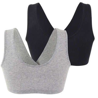 COLOMI Maternity Nursing Bra Wireless Cotton Breastfeeding Bra for Sleep (Black+Grey/2Pack, L, l)