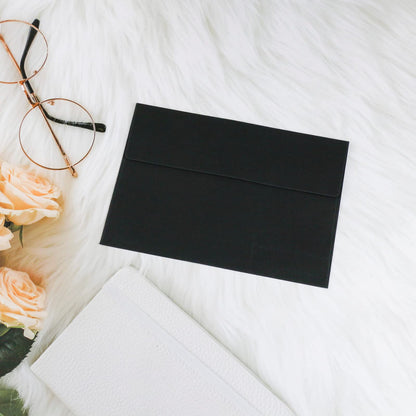 50 Packs of Black 4X6 Envelopes for Invitation, A6 Black Envelopes Self Seal for Cards, Photos, Wedding, Birthday, Party, Babay Shower