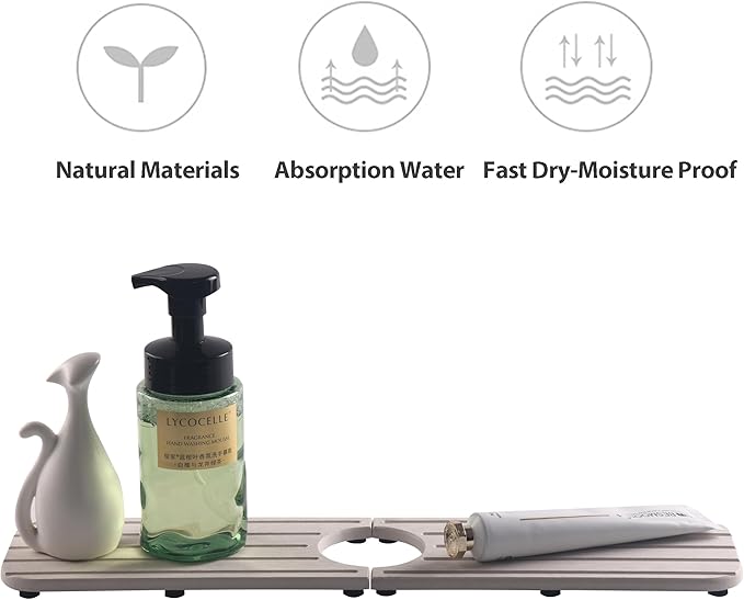 17inch x 4inch Kitchen Sink Faucet Mat, Water Absorbing Stone Faucet Splash