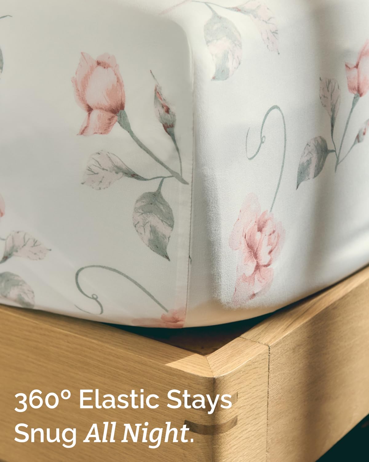 Floral Sheets - Floral Rose Bed Sheet Set - 1 Flat, 1 Fitted & 2 Pillowcases w/ Deep Pockets - Comfy, Wrinkle & Fade-Free - Boho Botanical Bedding - Ultra-Soft, Breathable & Cooling - Full Size Set