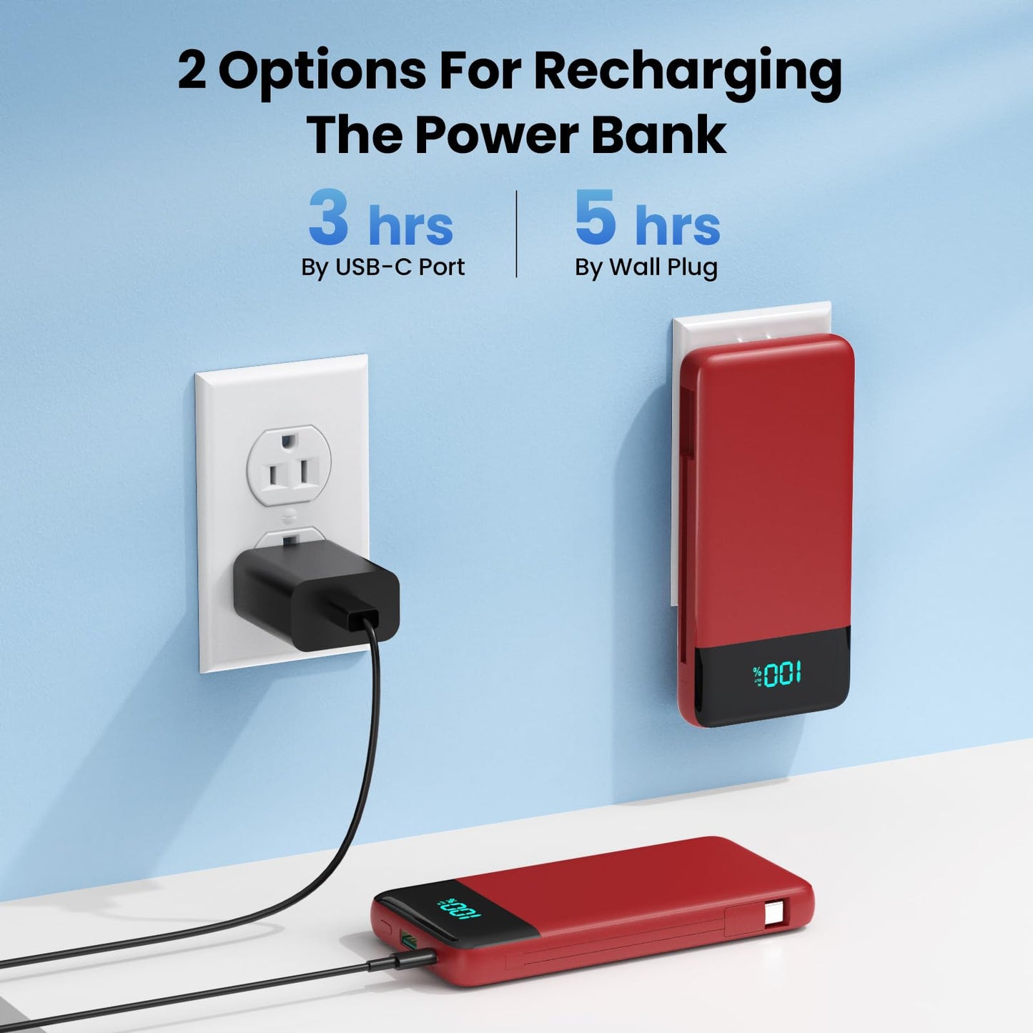 Portable Charger for iPhone with Built in Cables and Wall Plug,Upgraded 13800mAh Fast Charging USB C Power Bank,4 Outputs Travel Essential Battery Pack Compatible with iPhone 15/14/13,Samsung-Purple