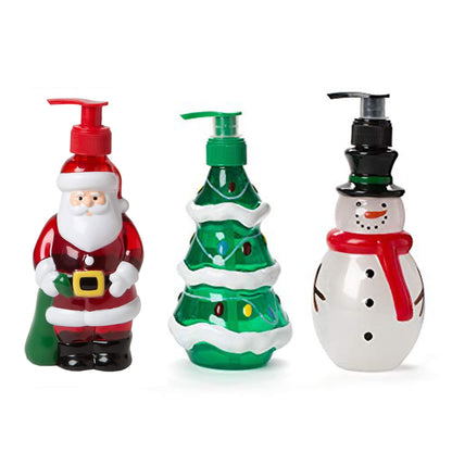 Simple Pleasures Snowman, Santa & Christmas Tree 3 Pack Holiday Soap Dispensers with Scented Liquid Soap: Decorative Hand Pump Refillable Christmas Soap Dispenser for Kitchen and Bathroom Sinks