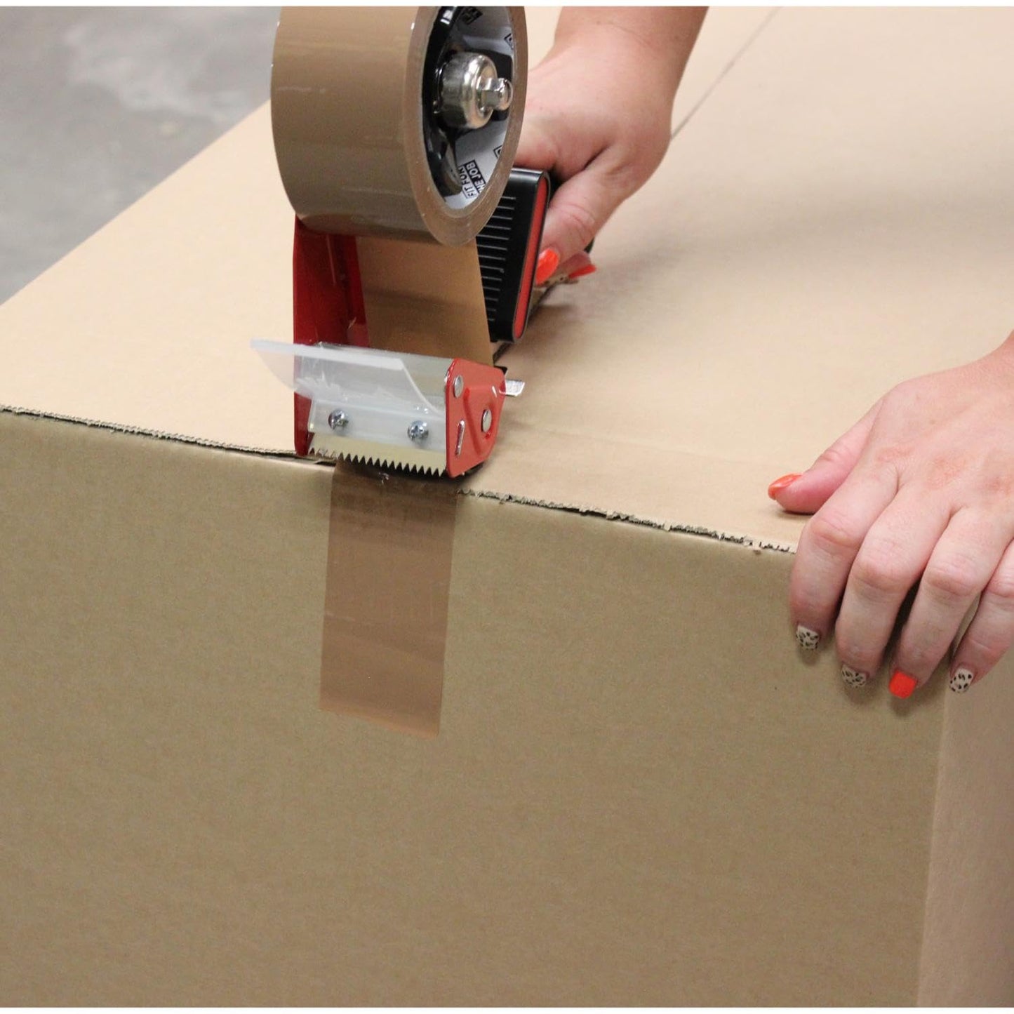 Fit For The Job Brown Parcel Tape Gun and Dispenser - Heavy Duty Packing Tape Dispenser for Efficient Sealing and Packing Needs - 6 Rolls