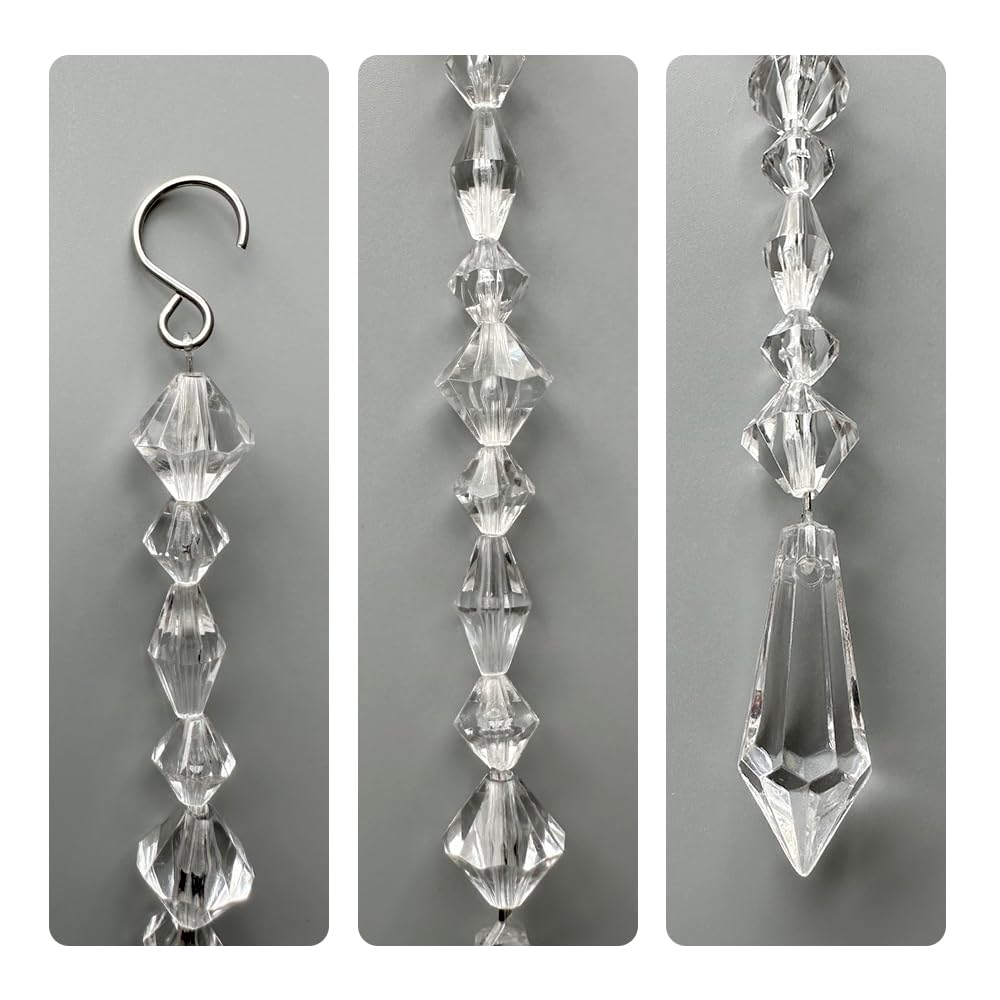 Clear Acrylic Crystal Drop Crystal Ornaments for lampshade, Chandeliers,Candlesticks Decor,Centerpieces and Christmas Tree Decoration (6 Long/7 inch+6 Short/6.3 inch) ﻿