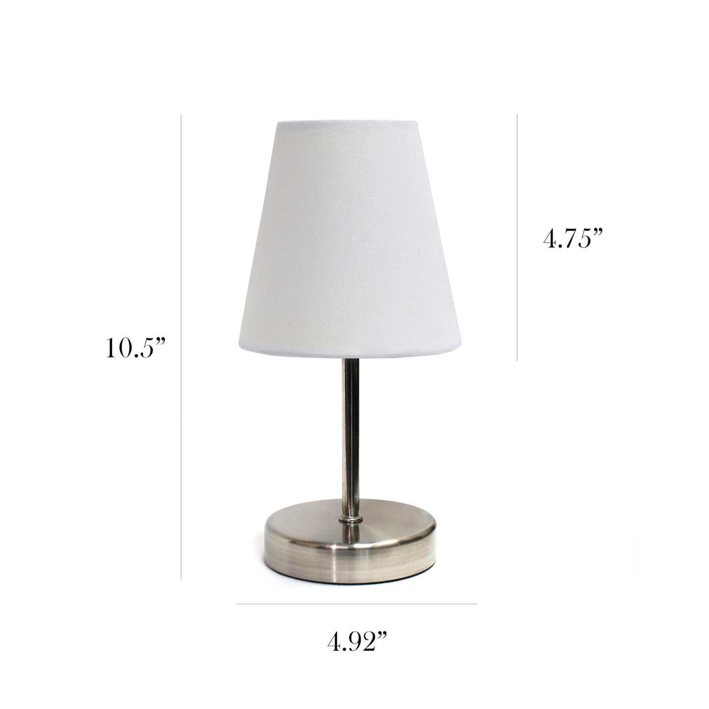 Simple Designs LT1198-WHT 10.5" Stylish Mini Pop of Color Table Lamp, for Living Room, Bedroom, Office, Sand Nickel with White Shade
