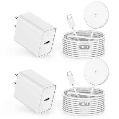 【Apple MFi Certified】Magnetic Wireless Charger,2Pack 10FT Apple Mag-safe Charger,Fast MagSafe Charging Wireless iPhone Charge Pad USB C Block Adapter for iPhone 17 Pro Max/17e/Air/16/15/14/13,Air-Pods