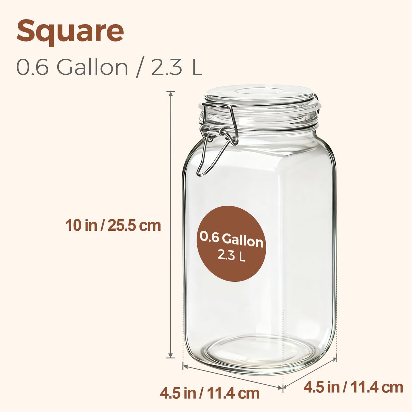 ComSaf 3-Pack 78oz Large Square Airtight Glass Jars for Bulk Food, Holds a 4lb Bag of Sugar or 5lb of Rice, Wide Mouth Canister for Flour, Coffee & Pantry Organization