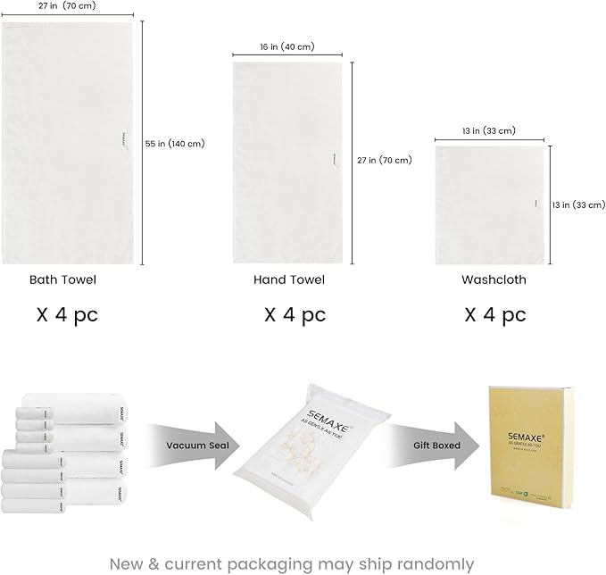 SEMAXE 12-Piece Family Bathroom Towel Set