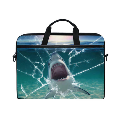 MRMIAN ALAZA Abstract Underwater Big Mouth Shark 15 inch Laptop Case Shoulder Bag Crossbody Briefcase for Women Men Girls Boys with Shoulder Strap Handle, Back to School Gifts