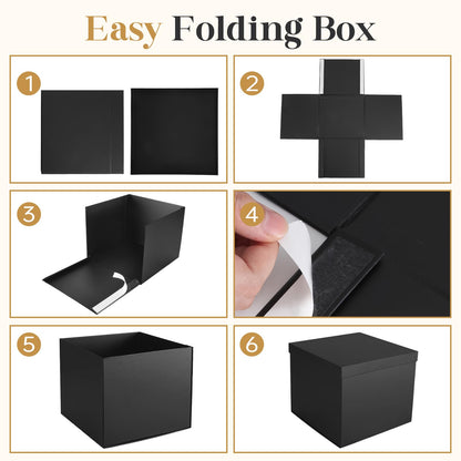 Donyang Gift Box, 12x12x10 inches Large Black Gift Boxes for Presents with Lids, Birthday Box, Groomsman Proposal Box, for Wedding, Valentine's Day, Mother's Day, Halloween, Christmas Gift Packging
