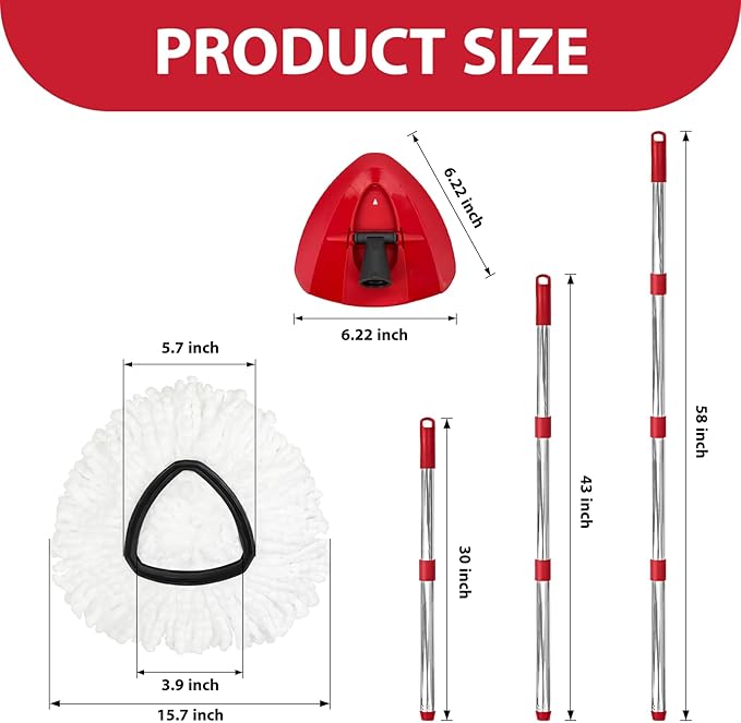 Spin Mop Replacement Set for O-Ceda EasyWring 1-Tank System, Includes 2 Mop