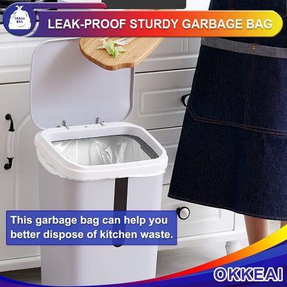 OKKEAI Small Pedal Bin Liners Bathroom Bin Bags White Garbage Bags 8l Rubbish Bags Plastic Waste Bags Clear Trash Bags for Toilet,Office Fit 6L,7L,8L,9L,10L Caddy Bags
