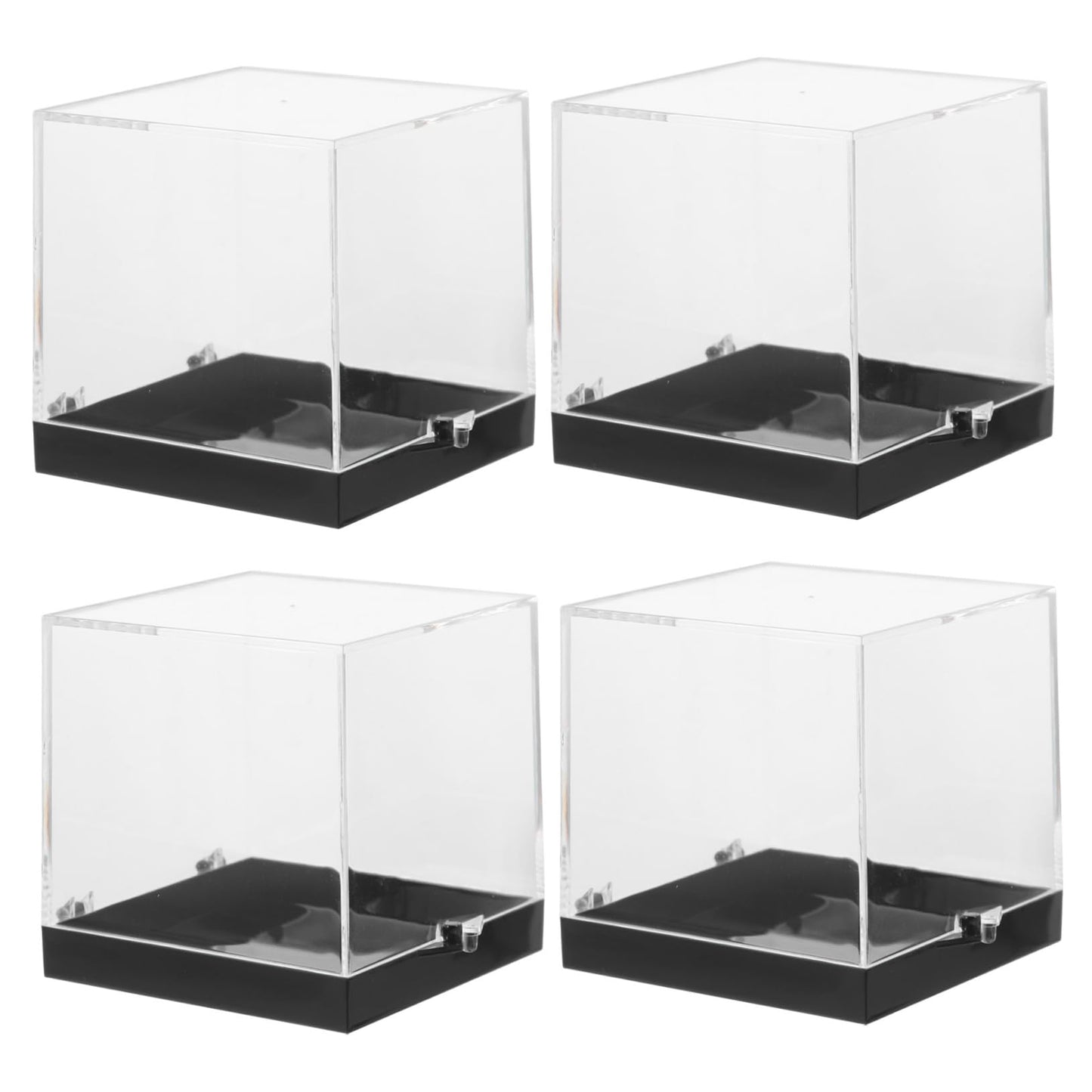 OATIPHO 4pcs Square Mineral Specimen Display Boxes Rock Collection Case Crystal Display for Home Shelf Decoration Black Base