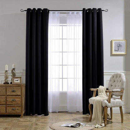 NICETOWN Halloween Black Out Curtains for Bedroom 84 inches Long - Light Reducing Thermal Insulated Solid Grommet Curtains/Panels/Drapes for Living Room (Set of 2, W52 x L84)