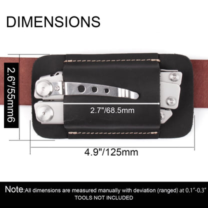 Topstache Leather Sheath, Handmade Multitool Holster, Horizontal Carry Leather Knife Sheath for Belt, EDC Pocket Organizer for Men,Size M,Black