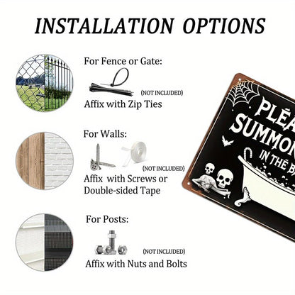 Please Don't Summon Demons in the Bathroom Halloween Retro Metal Tin Sign Wall Art Decor for Home Farmhouse Halloween Bathroom Party 8x12 Inch
