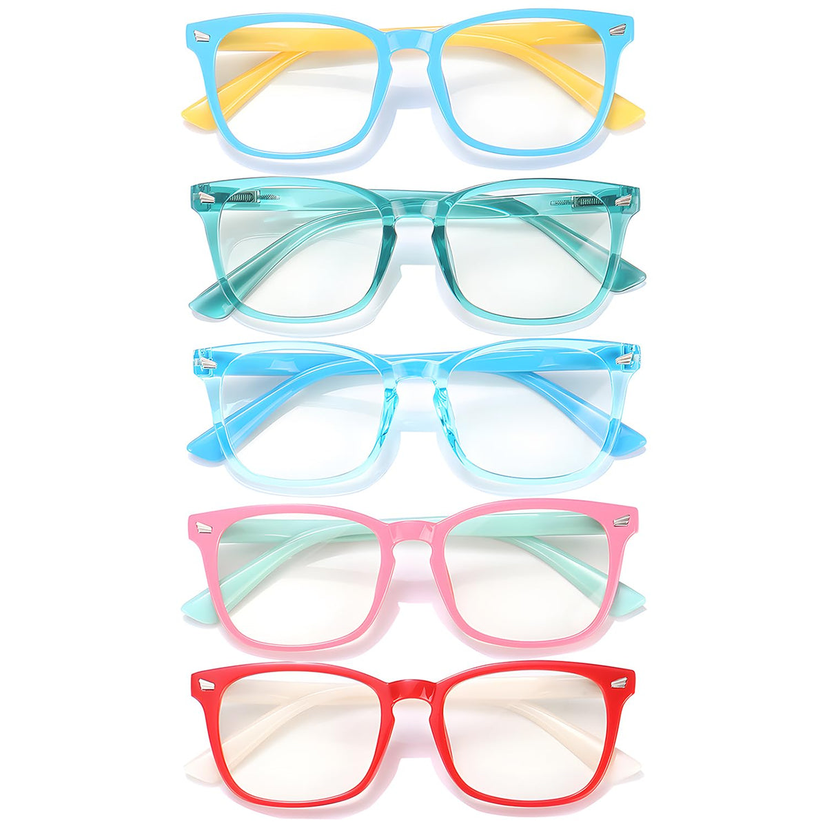 CHEERS DEVICES Blue Light Glasses for Kids Boys Girls Teens - 5 Pack Computer Glasses with Unbreakable Frame and Anti-Glare - blue light glasses for teen girls, lentes de sol para niños (Age 8-16)