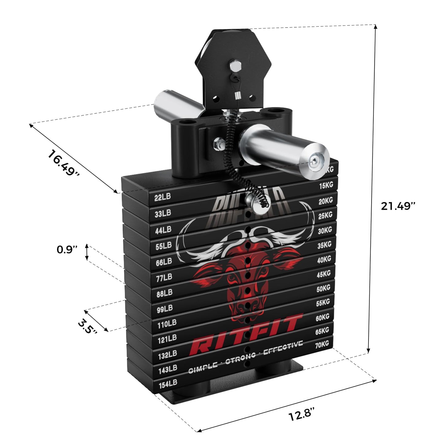 RitFit Buffalo Smith Machine Package, All-in-One Power Cage with Weight Stack , Power Rack with Cable Crossover & Leg Press Attachment for Home Gym