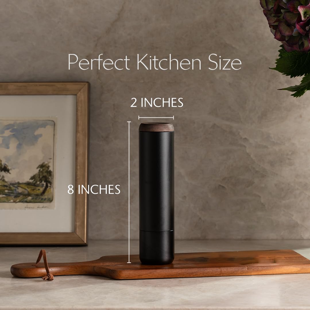 Evermill Salt Mill – Premium Adjustable Salt Grinder with Ceramic Grinder Core – Refillable Manual Salt Grinder with Himalayan Pink Salt – Anodized Aluminum (Bronze)