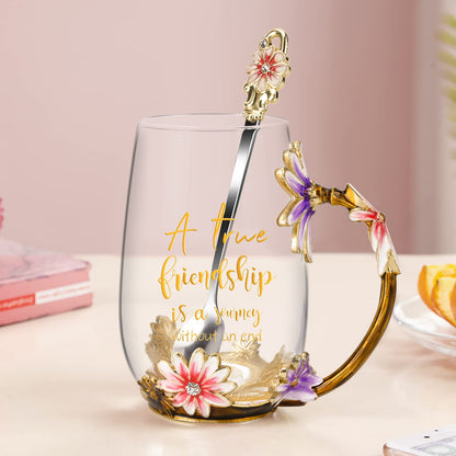 OEAGO Gifts for Mom Women Valentines Day Gifts for Her Glass Coffee Enamels Mug Best Birthday Valentine's for Girlfriend Wife Mothers Day from Daughter Son Tea Cup Stocking Stuffers Christmas
