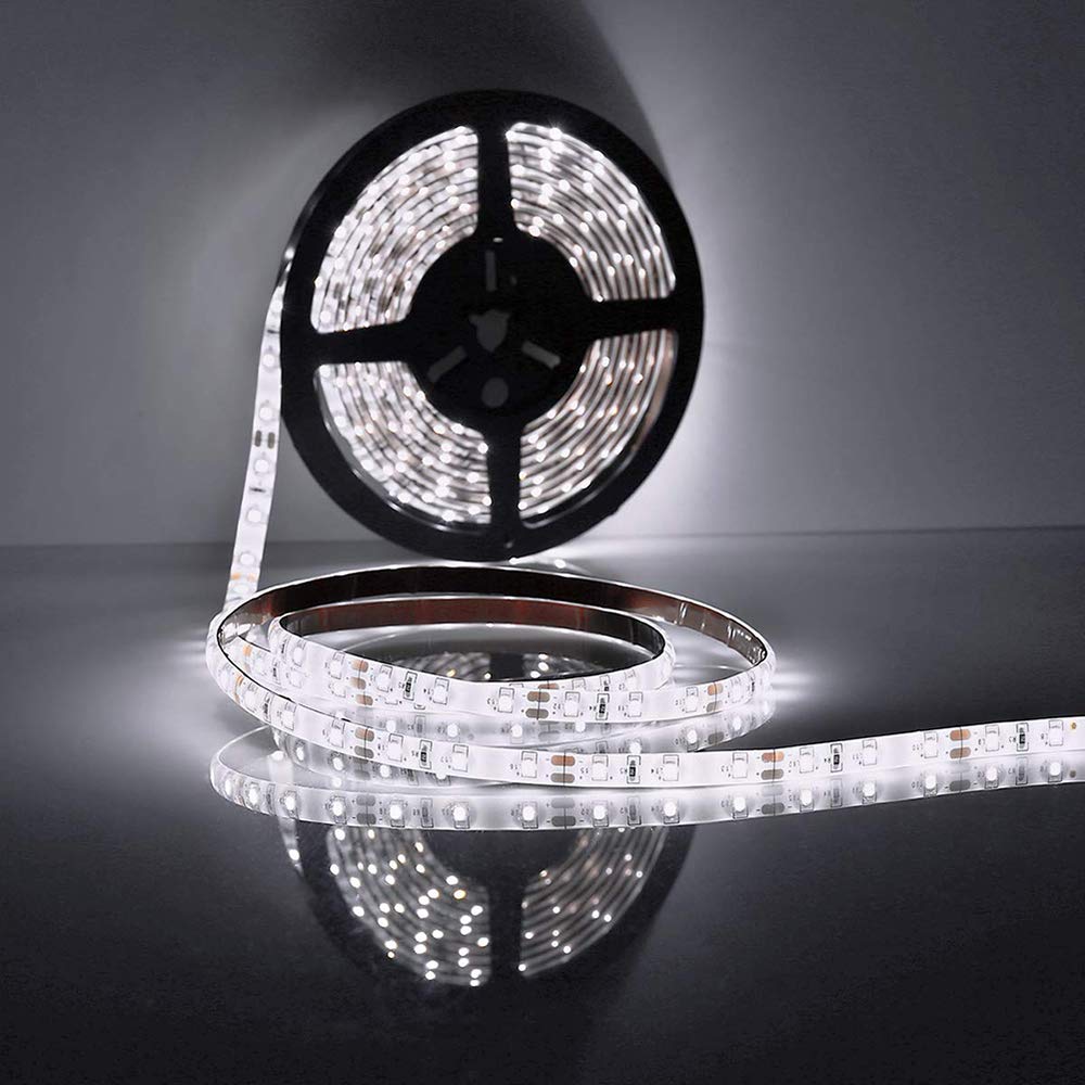 Velain 12V LED Strip Light Daylight White,16.4ft Waterproof Flexible Rope Light, 300LEDs SMD5050 Tape Ribbon Light for Home,Party, Bedroom,12V Power Supply Not Included